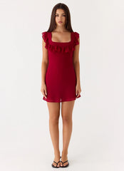 Malina Mini Dress - Deep Red