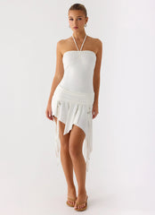 Khalida Jersey Halter Mini Dress - White