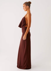 Elation Cowl Neck Maxi Dress - Chocolate