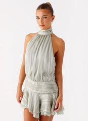 Willow Chiffon Mini Dress - Green