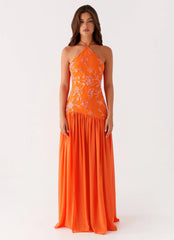 Janelle Beaded Maxi Dress - Orange