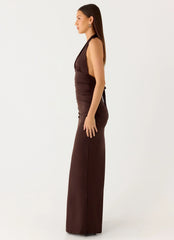 Ilaria Halter Maxi Dress - Chocolate
