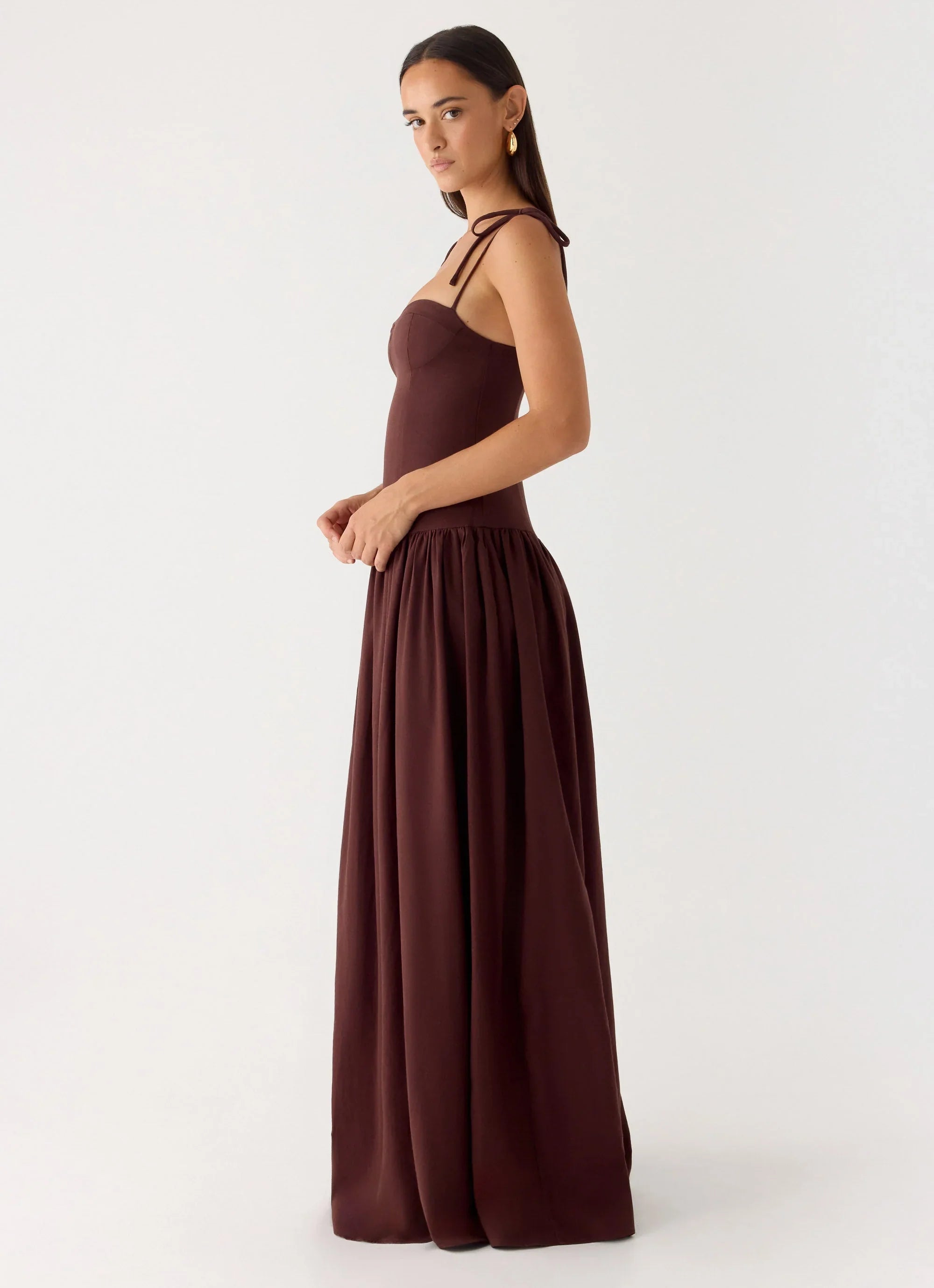 Giovanna Linen Maxi Dress - Chocolate Drizzle