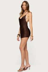 Soyana Fringed Backless Mini Dress