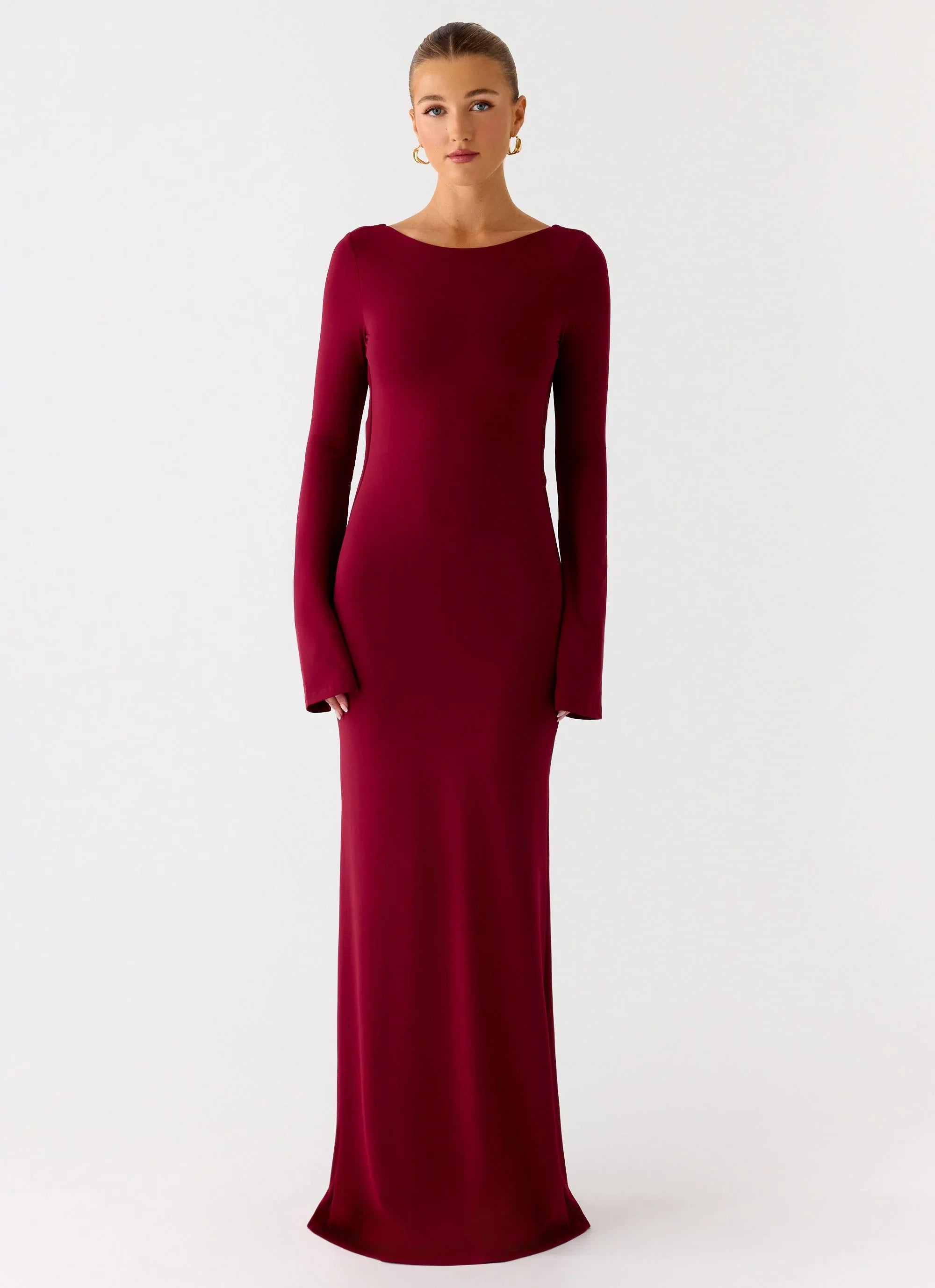Elmont Long Sleeve Maxi Dress - Dark Cherry