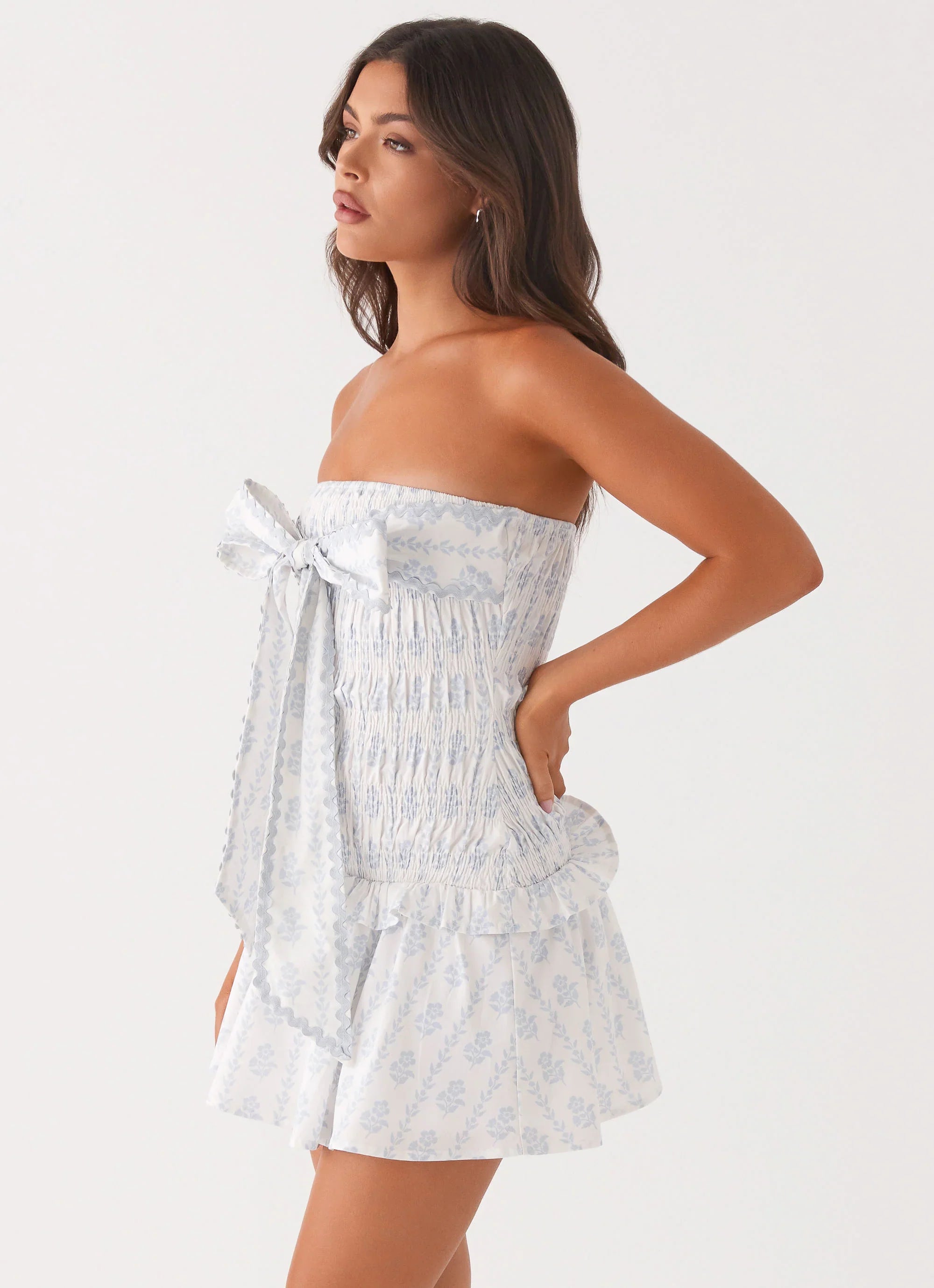 Izi Shirred Mini Dress - Sweet Daydream Print