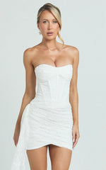 Hazel Mini Dress - Strapless Corset Sequin Dress in Ivory