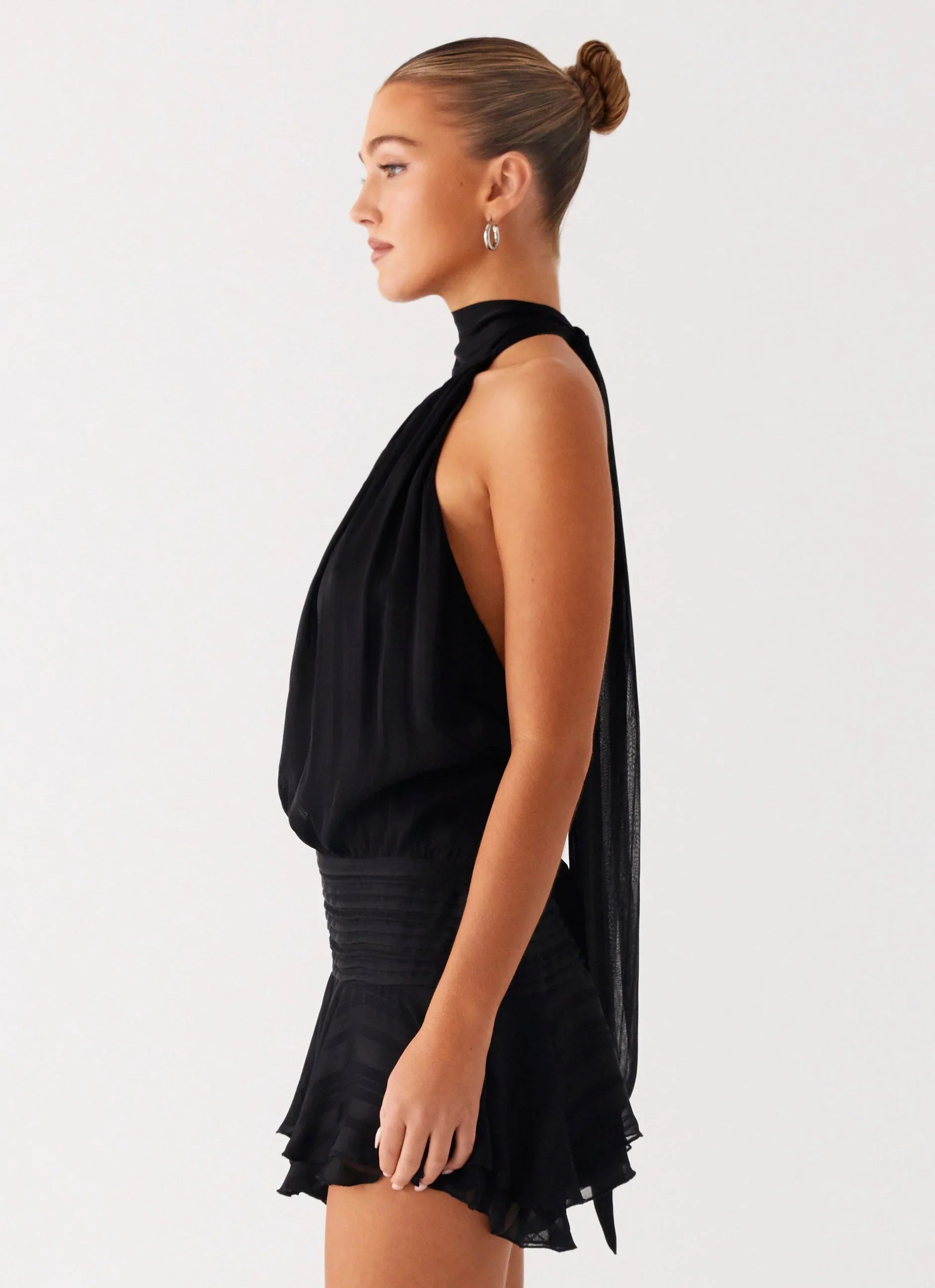 Willow Chiffon Mini Dress - Black
