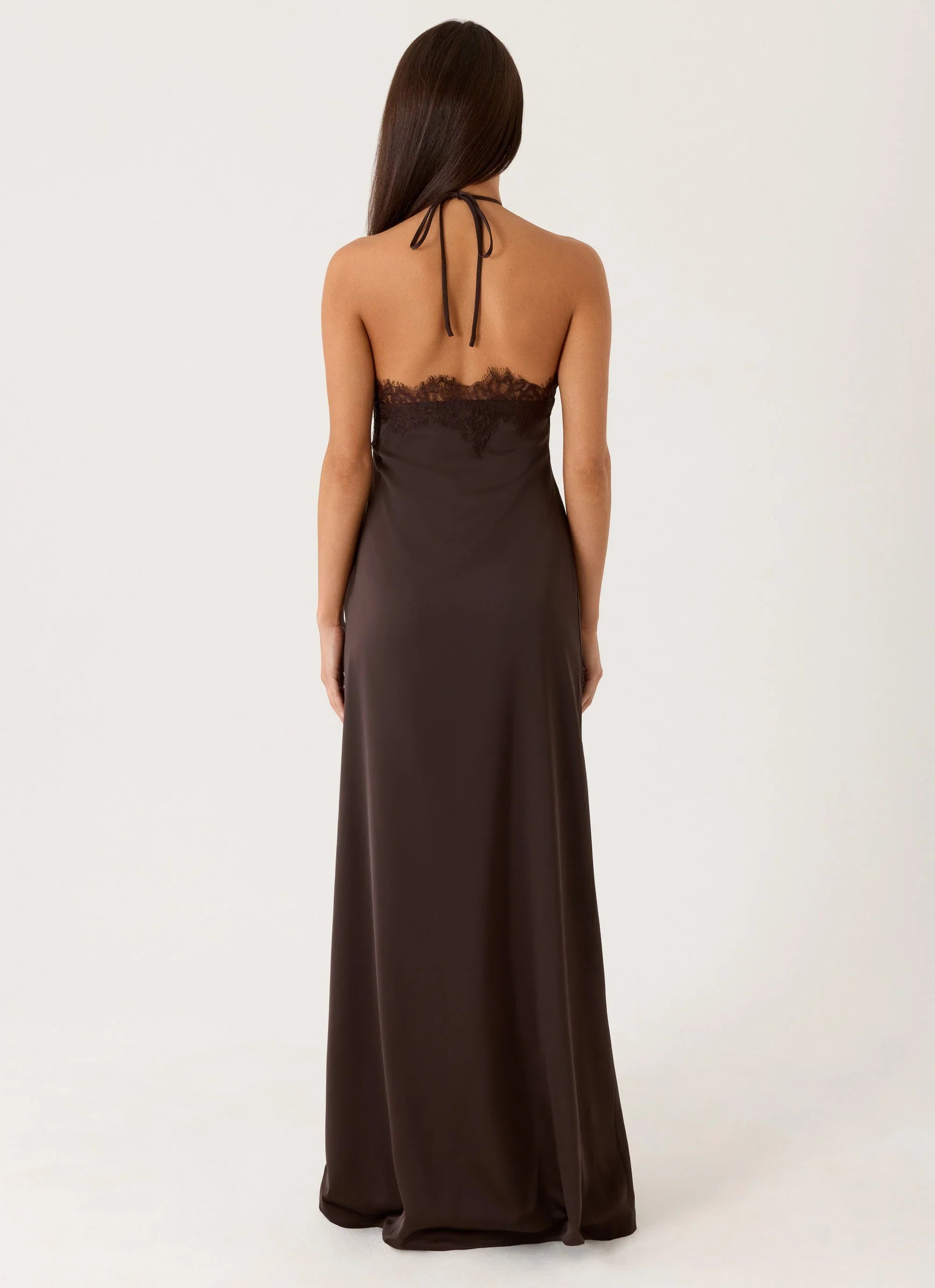 Samaria Halter Maxi Dress - Chocolate