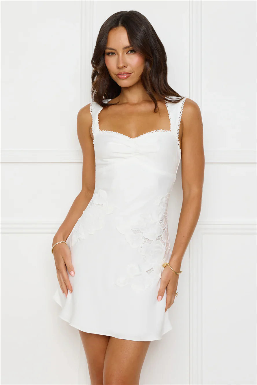 Exotic Flair Satin Mini Dress White