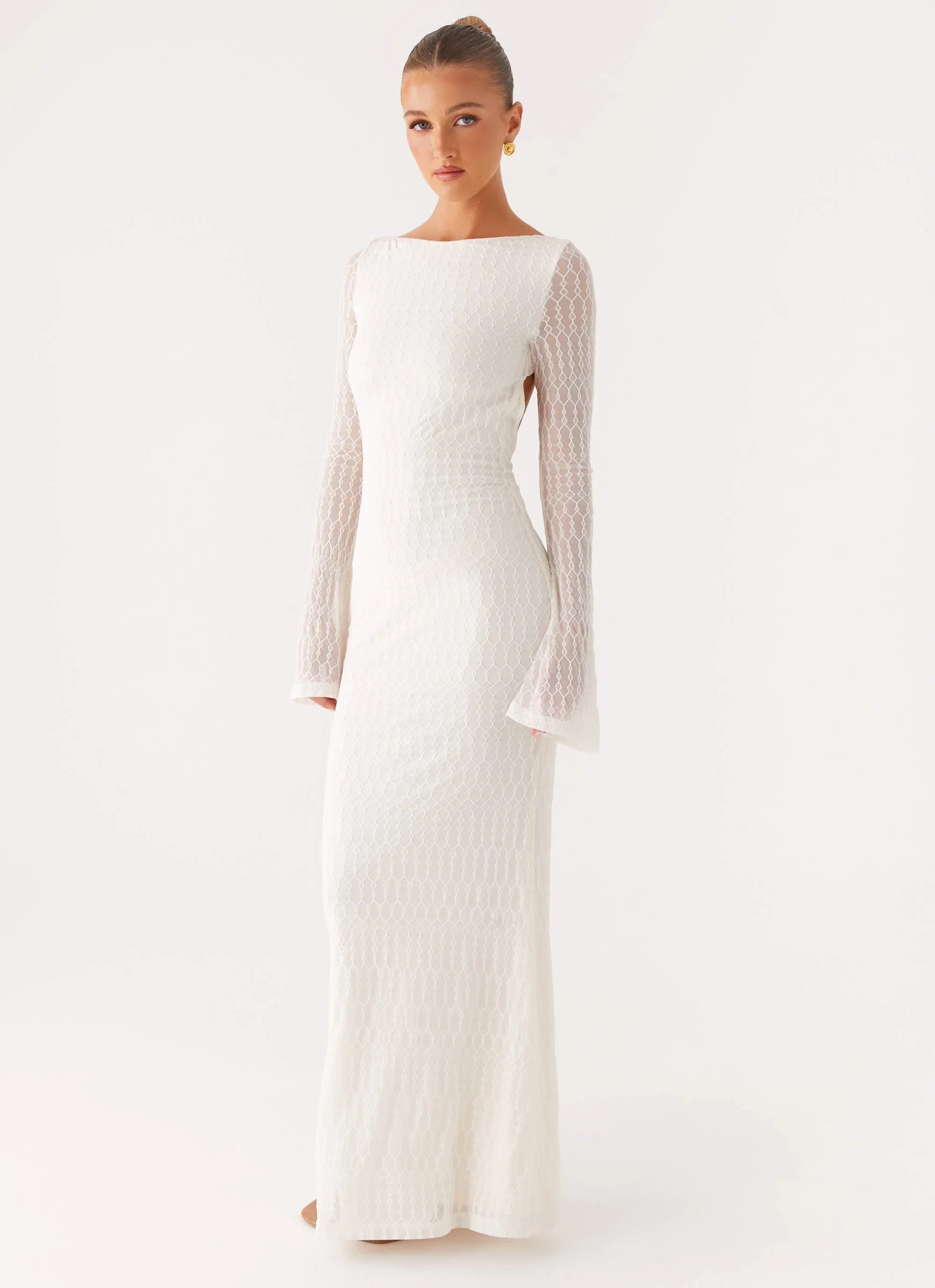 Ethereal Long Sleeve Maxi Dress - Ivory