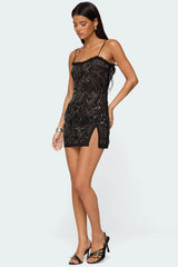 Romey Beaded Chiffon Mini Dress