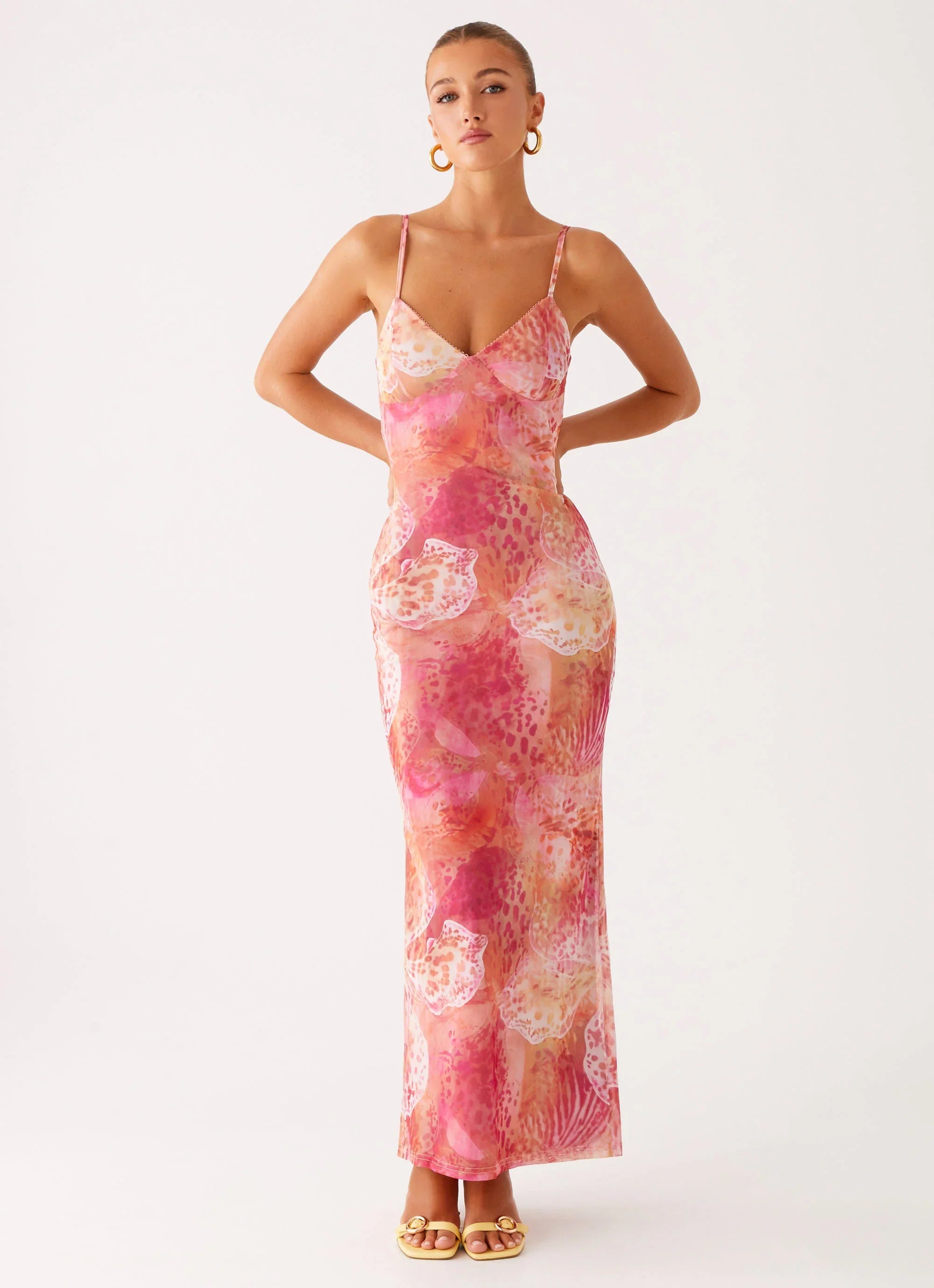 Kasey Midi Dress - Flamingo Fling