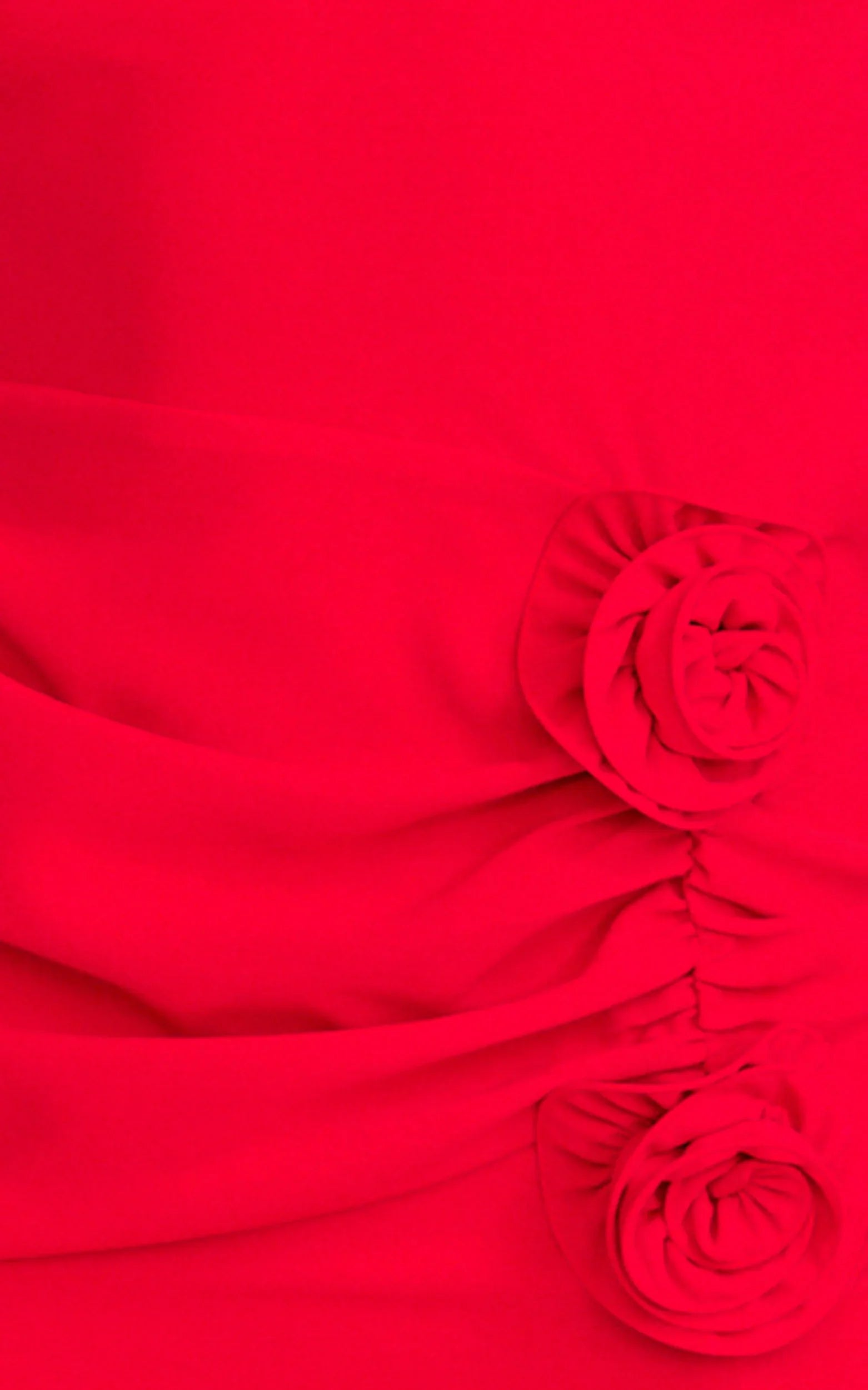 Vivienne Maxi Dress - Boat Neck Long Sleeve Rosette Detail Dress in Red