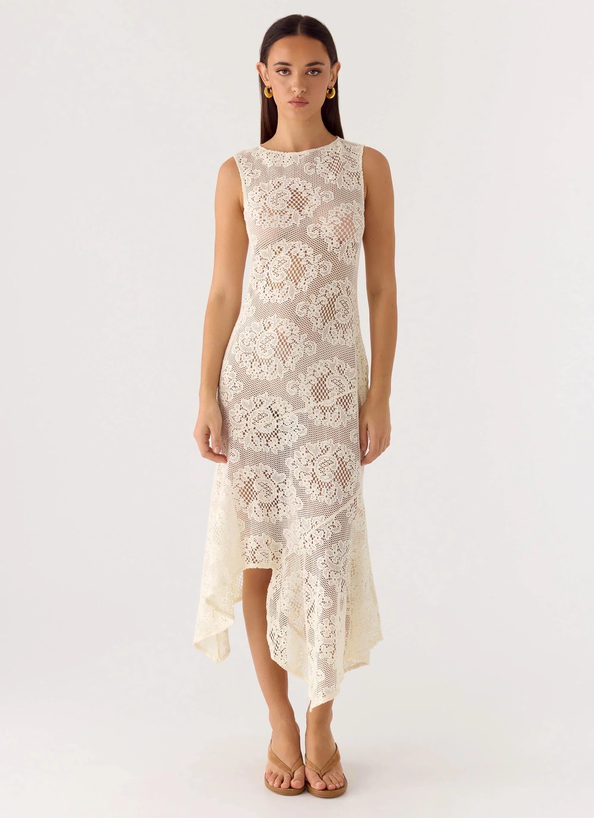Janayia Midi Dress - Ivory