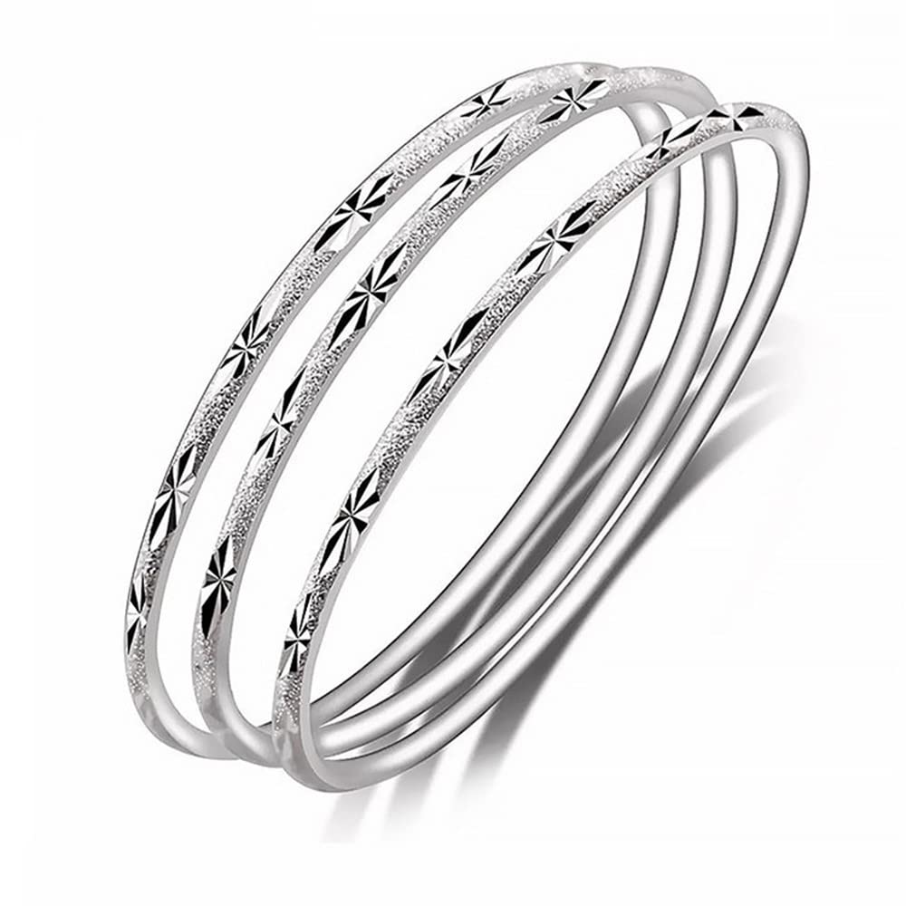 Sterling Silver Bangle Bracelets for Women,Fashion Jewelry Simple Adjustable 925 Silver Cuff Bangles for Women Mom Wife Valentine Mothers Day Gift