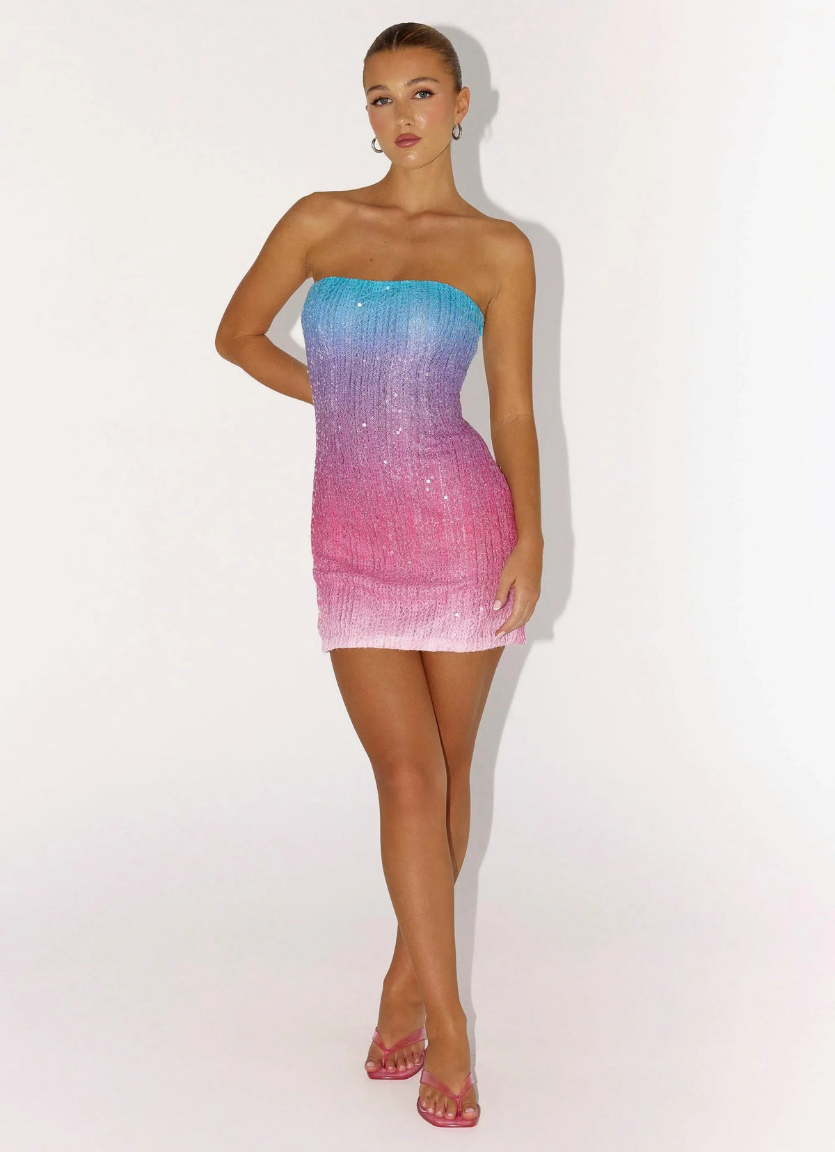 Step Closer Sequin Knit Mini Dress - Disco Ombre