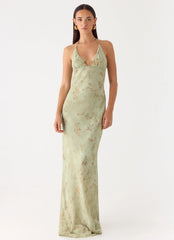 Ultra Quiet Halter Maxi Dress - Wispy Fern