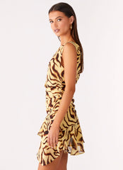 Maris Asymmetrical Mini Dress - Laguna Print