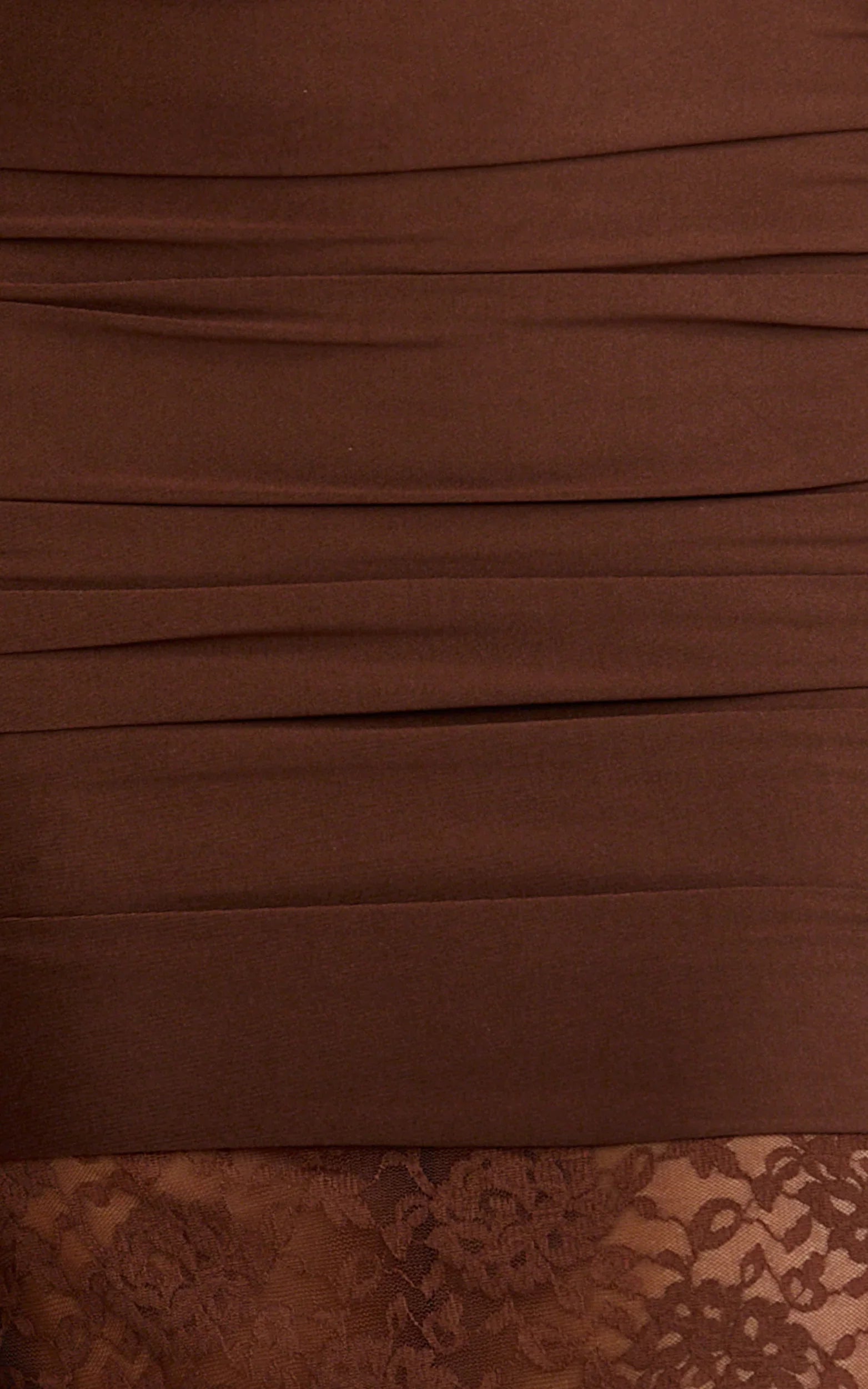 Ferguson Maxi Dress - One Shoulder Draped Jersey and Lace Dress in Chocolate