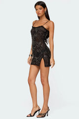 Romey Beaded Chiffon Mini Dress