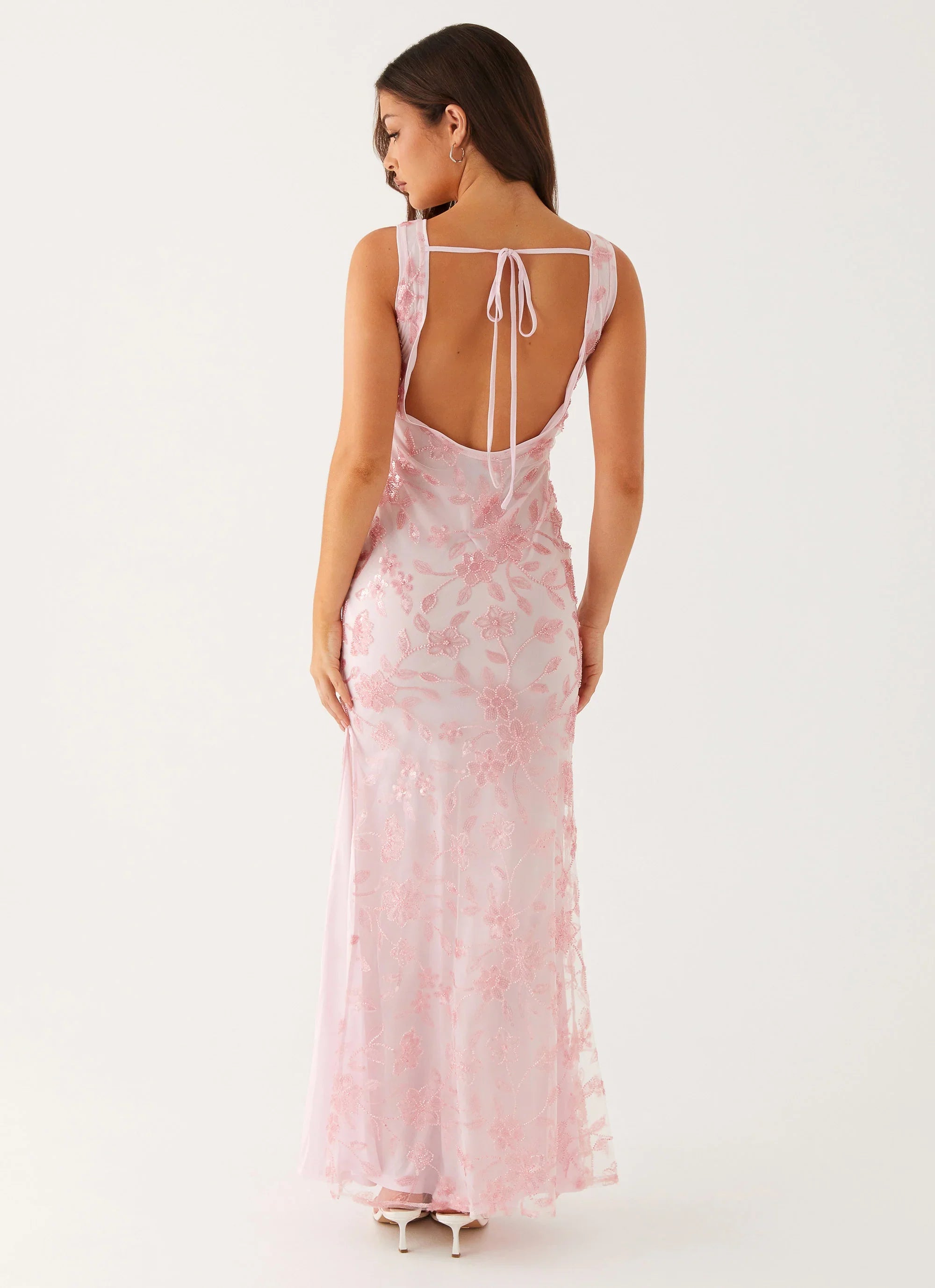 Moorey High Neck Maxi Dress - Pink