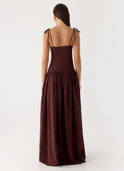 Giovanna Linen Maxi Dress - Chocolate Drizzle