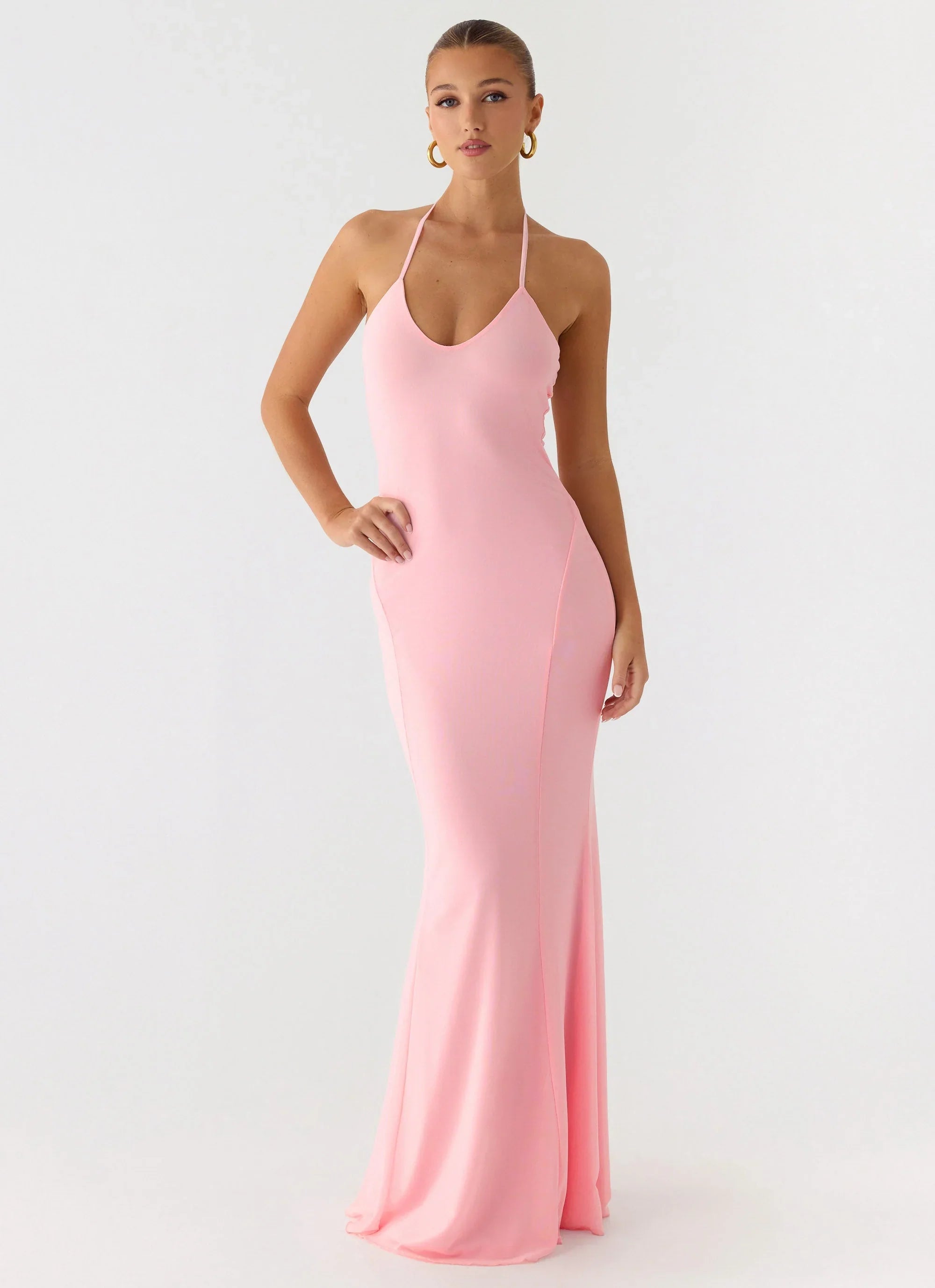 Jolin Halter Maxi Dress - Baby Pink