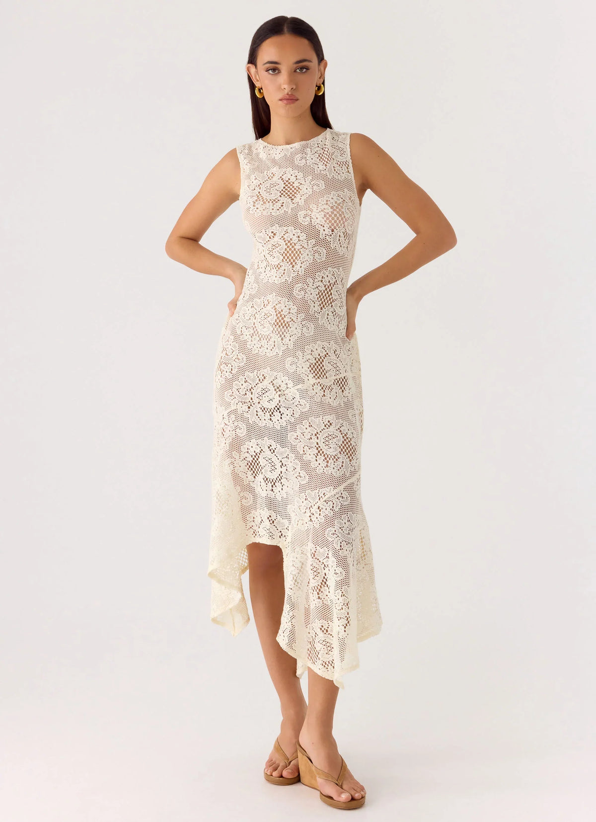 Janayia Midi Dress - Ivory