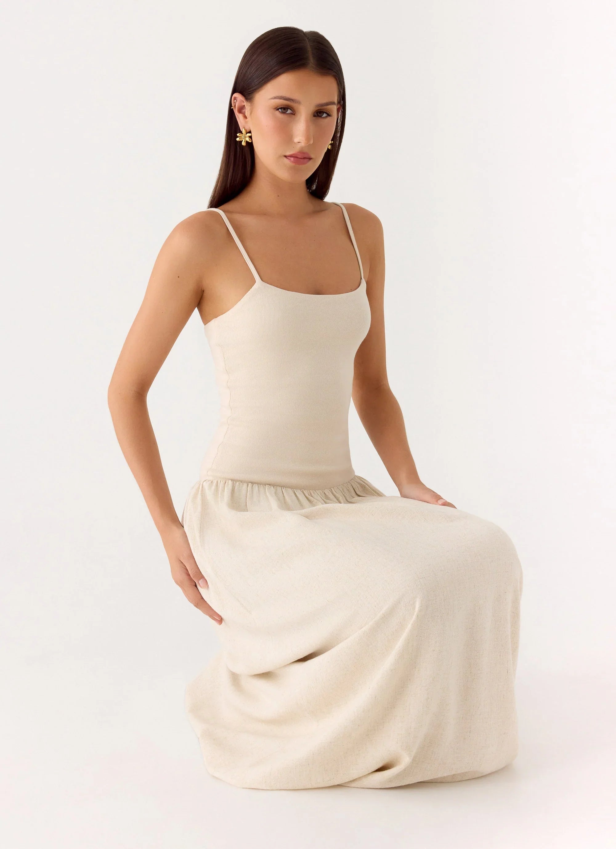 Ali Linen Maxi Dress - Oatmeal