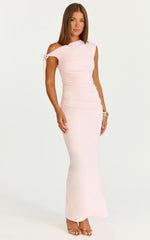 Belle Maxi Dress - Tie Shoulder Detail Dress in Pink