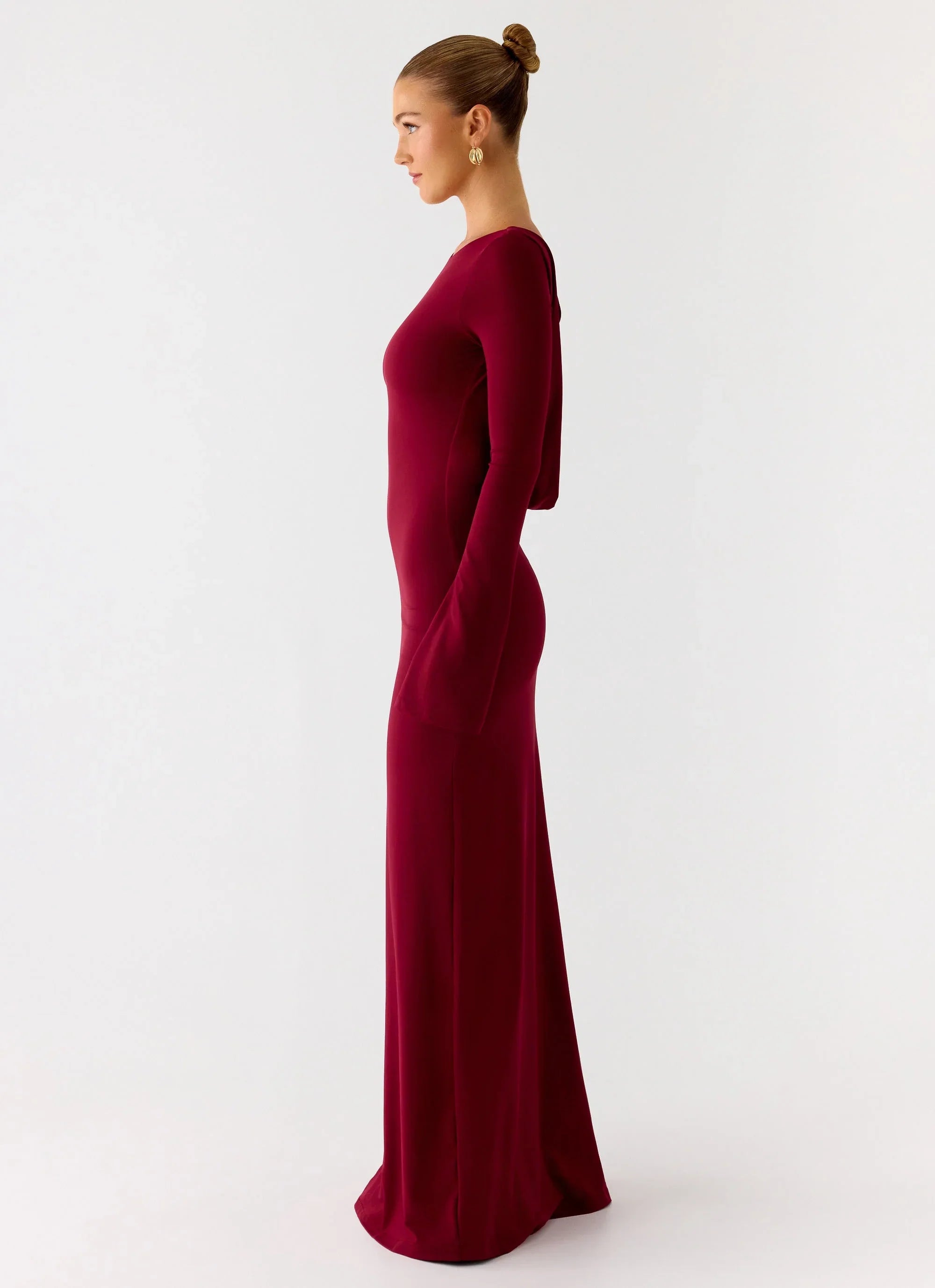 Elmont Long Sleeve Maxi Dress - Dark Cherry