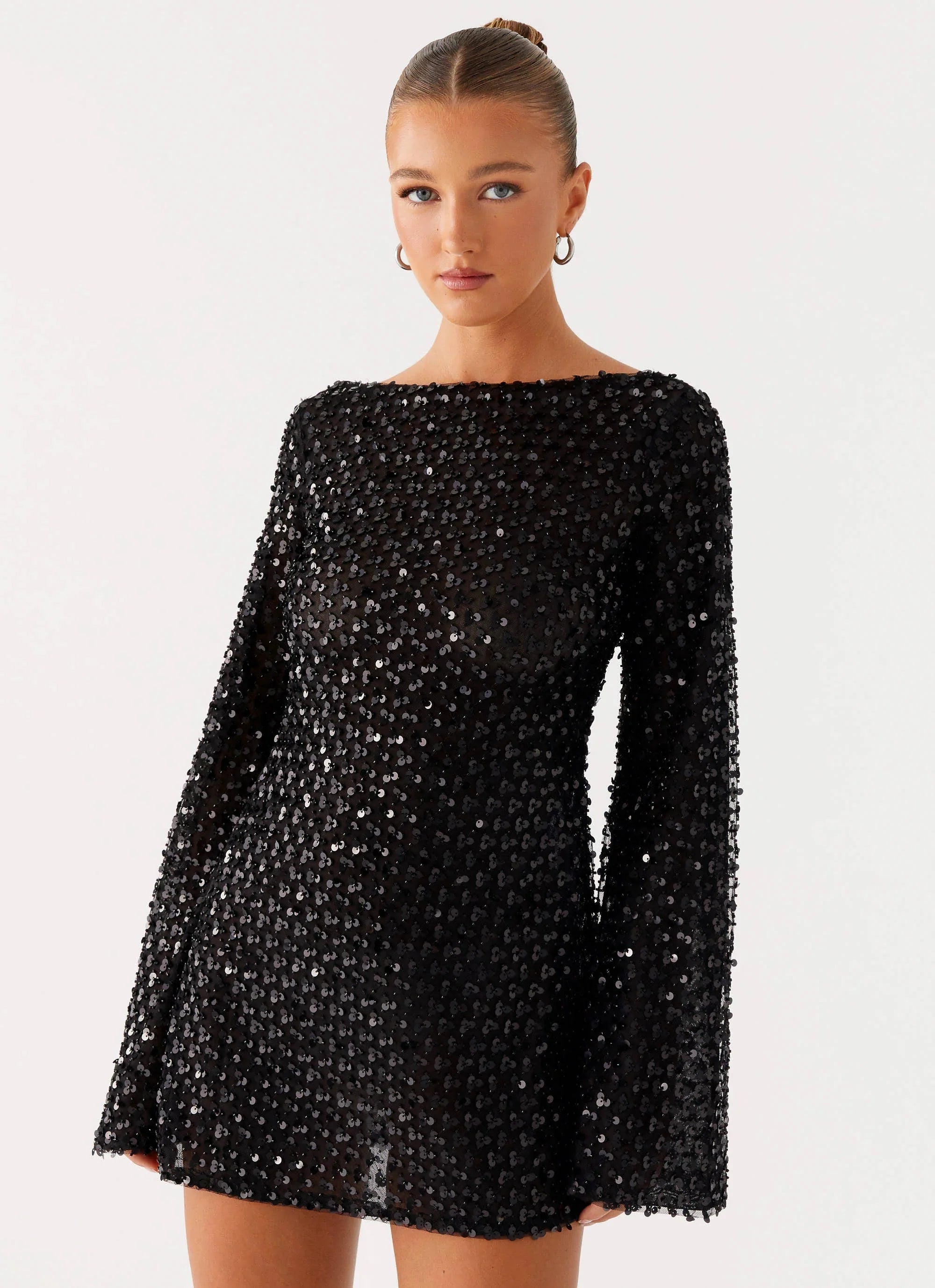 Edessa Sequin Mini Dress - Black