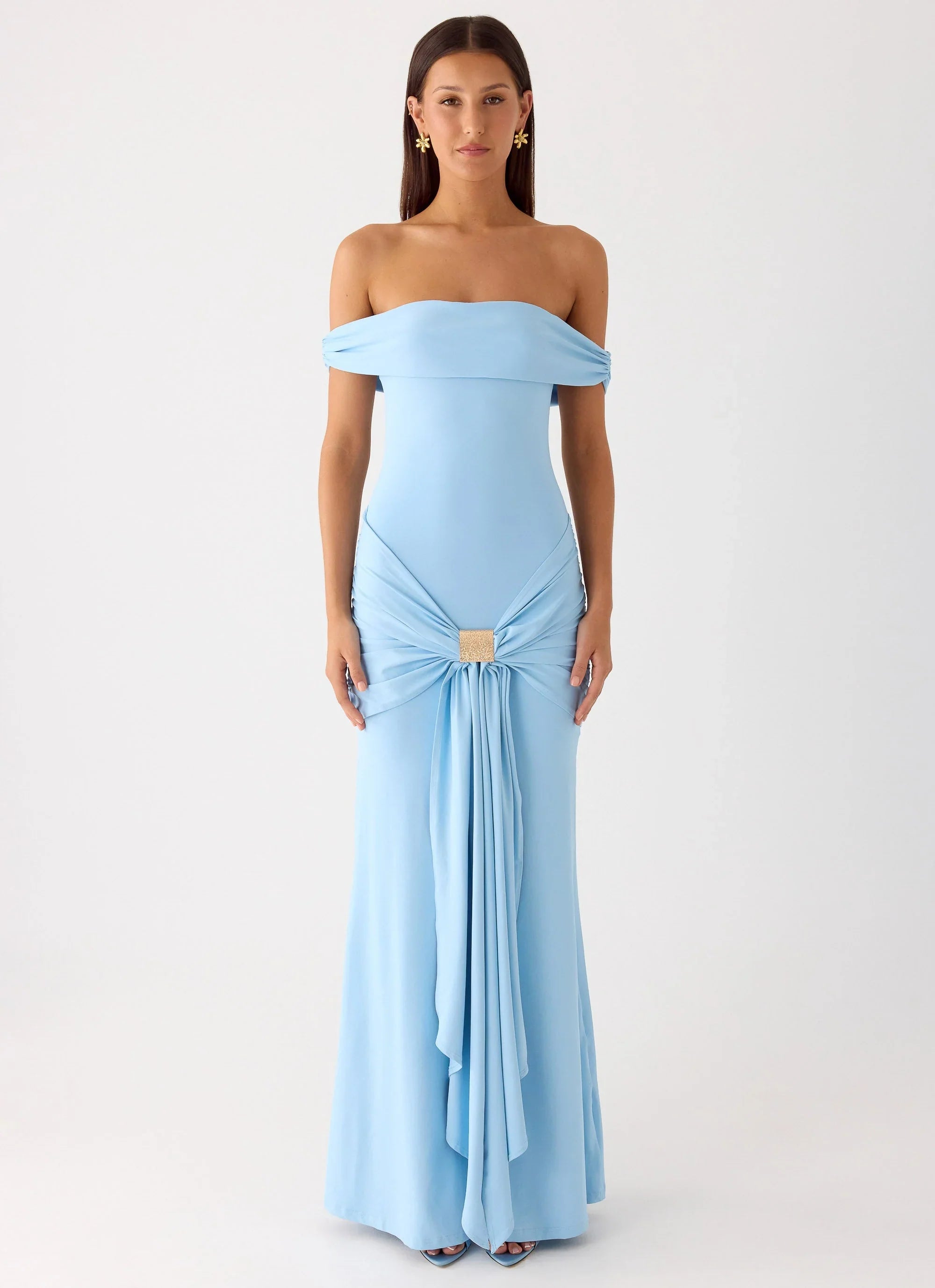 Vee Bardot Maxi Dress - Blue
