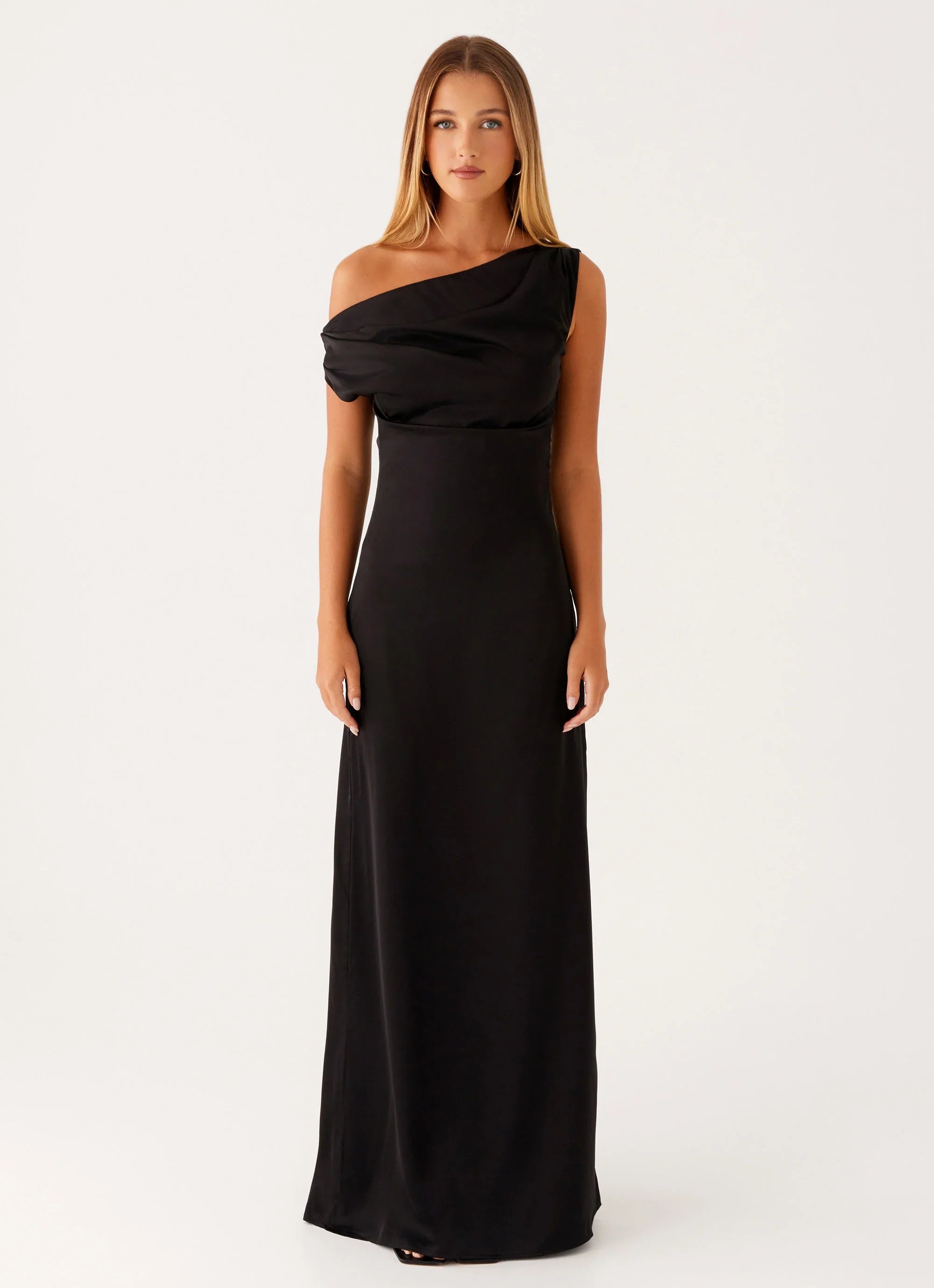 Heart Of Glass Satin Maxi Dress - Black