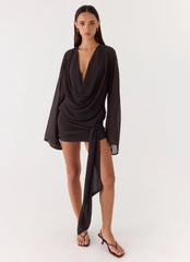 Sorrel Long Sleeve Mini Dress - Chocolate