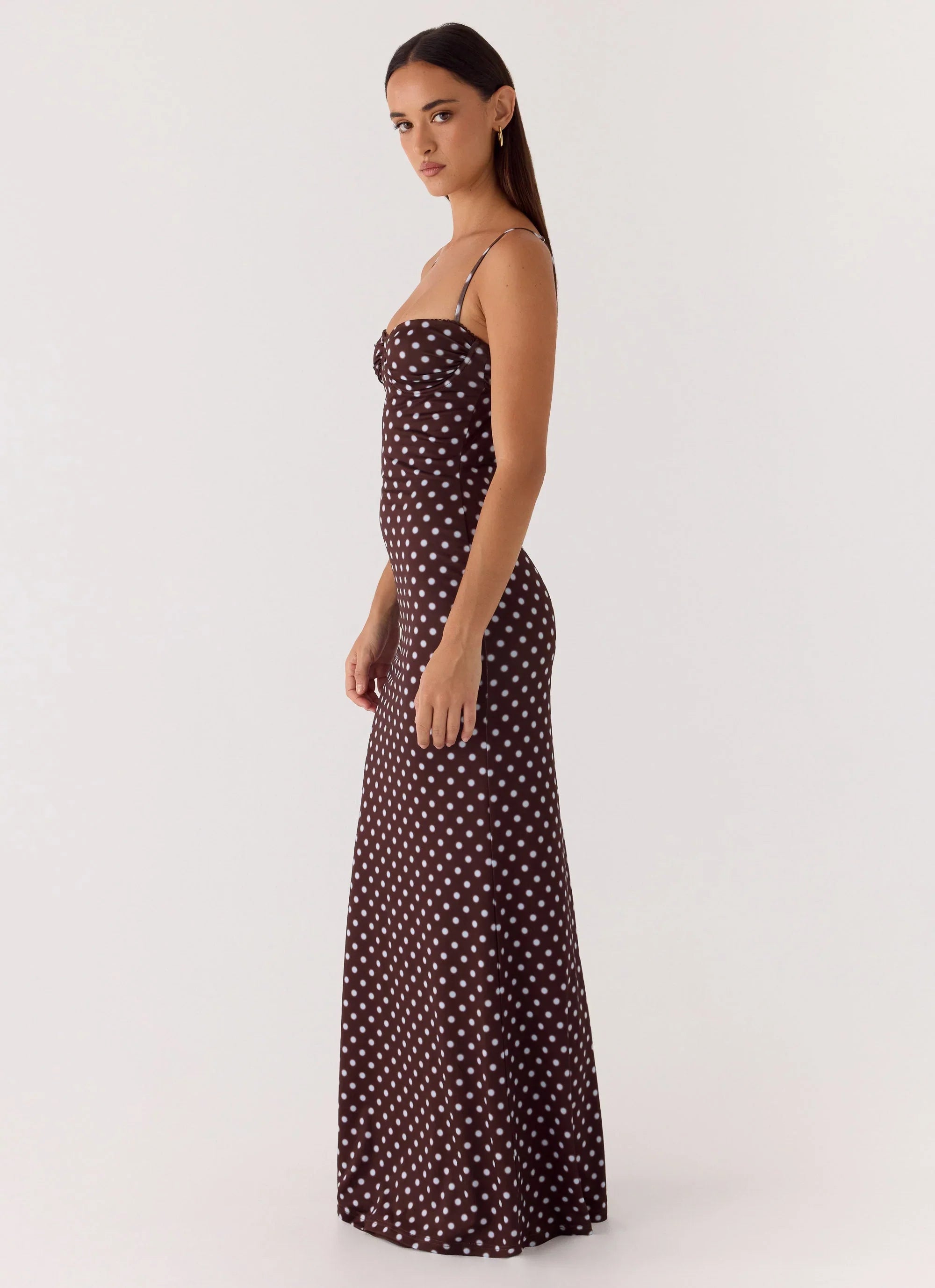 Vamonos Maxi Dress - Chocolate Blue Dot