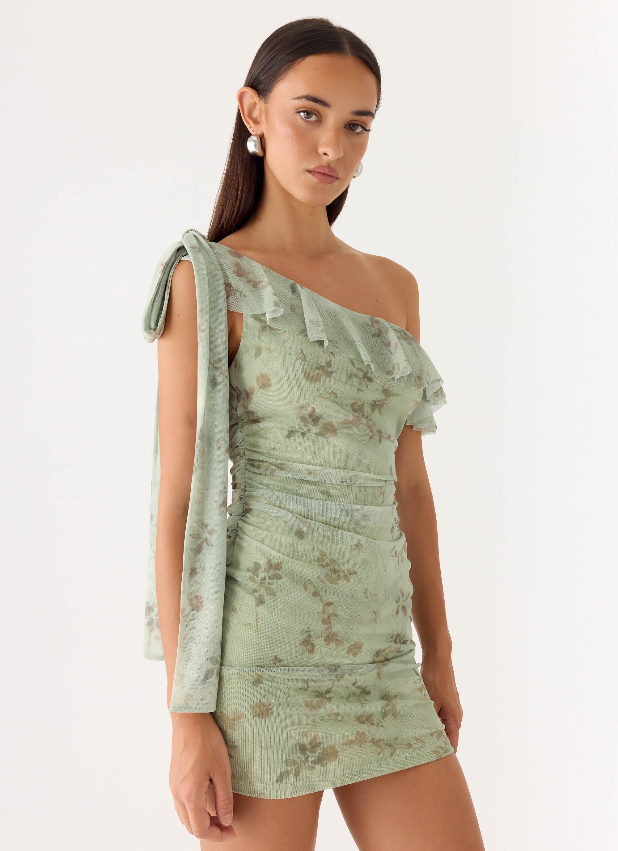 Hidden Gesture Mini Dress - Wispy Fern