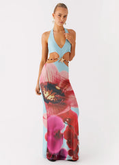 Time To Dance Maxi Dress - Turquoise Bloom