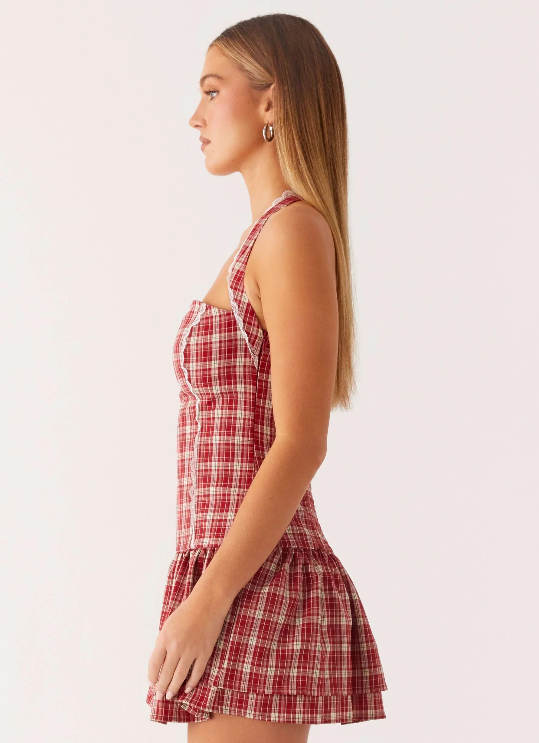 Lotus Dream Mini Dress - Ruby Check