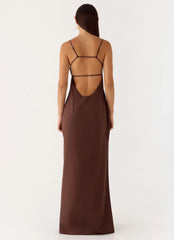 Off The Table Linen Maxi Dress - Chocolate