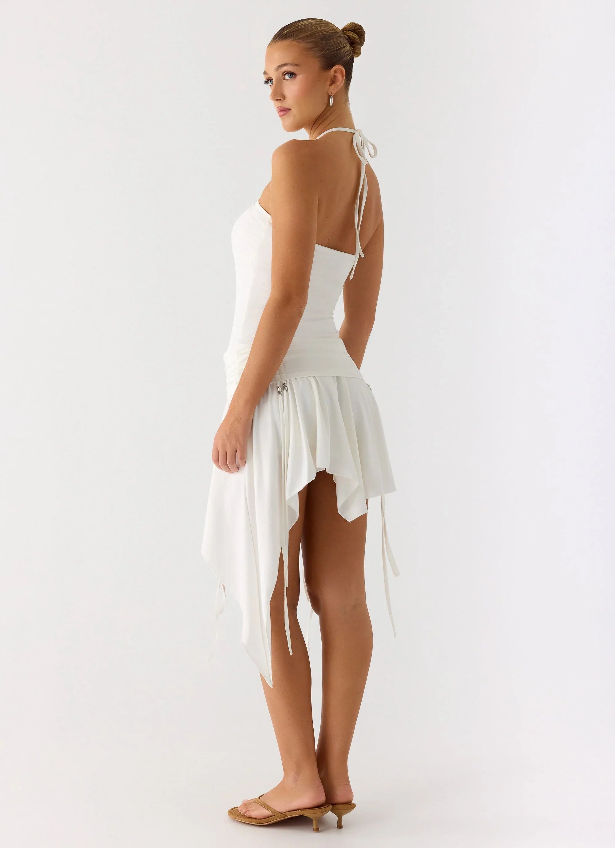 Khalida Jersey Halter Mini Dress - White