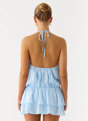 Parade Halter Mini Dress - Baby Blue