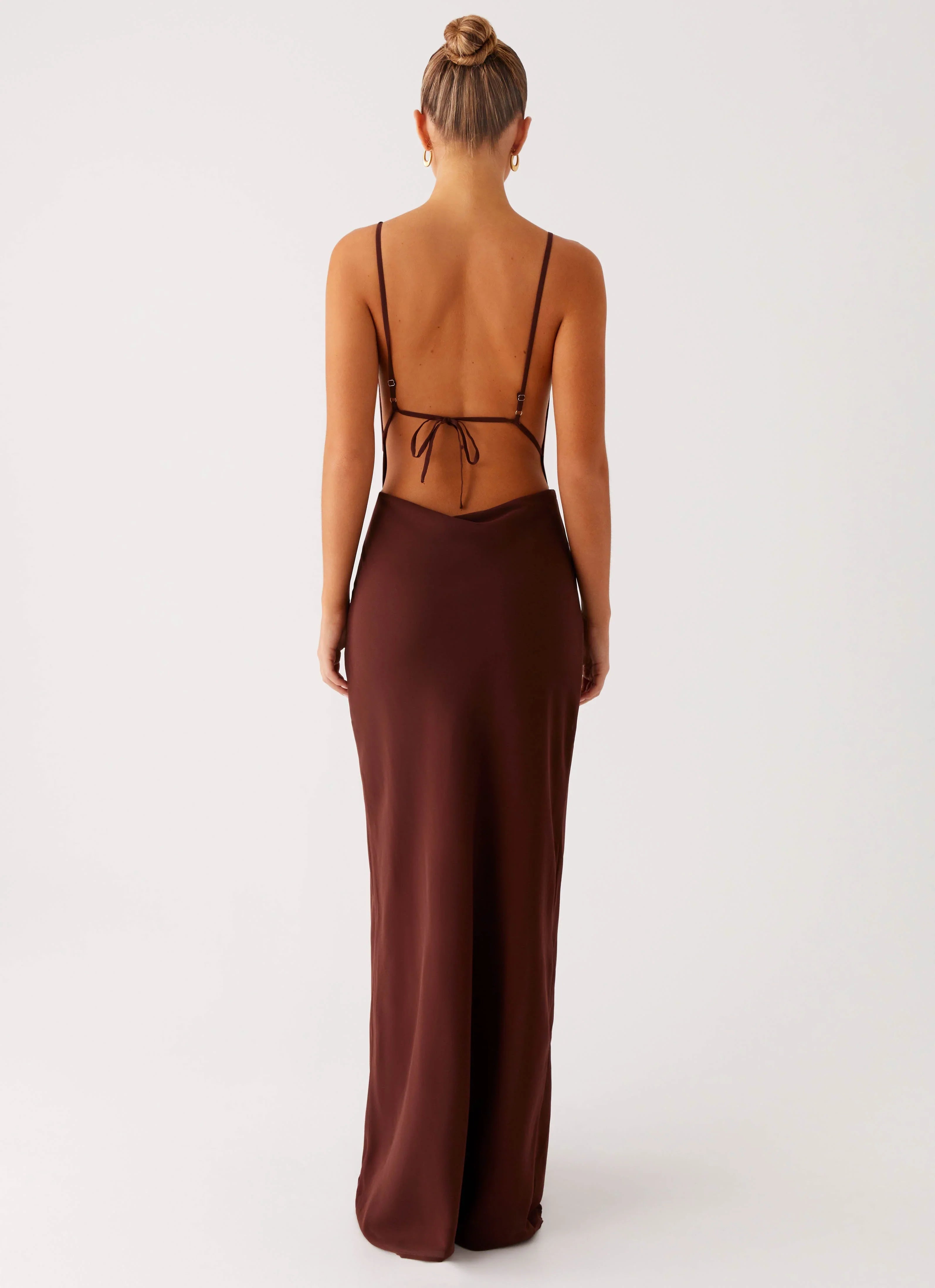 Elation Cowl Neck Maxi Dress - Chocolate